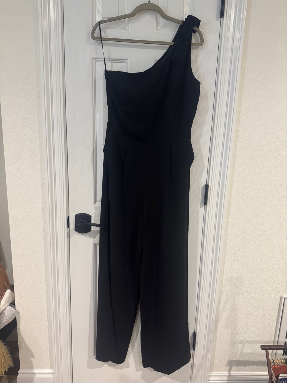 CeCe Black One-Shoulder Wide-Leg Jumpsuit
